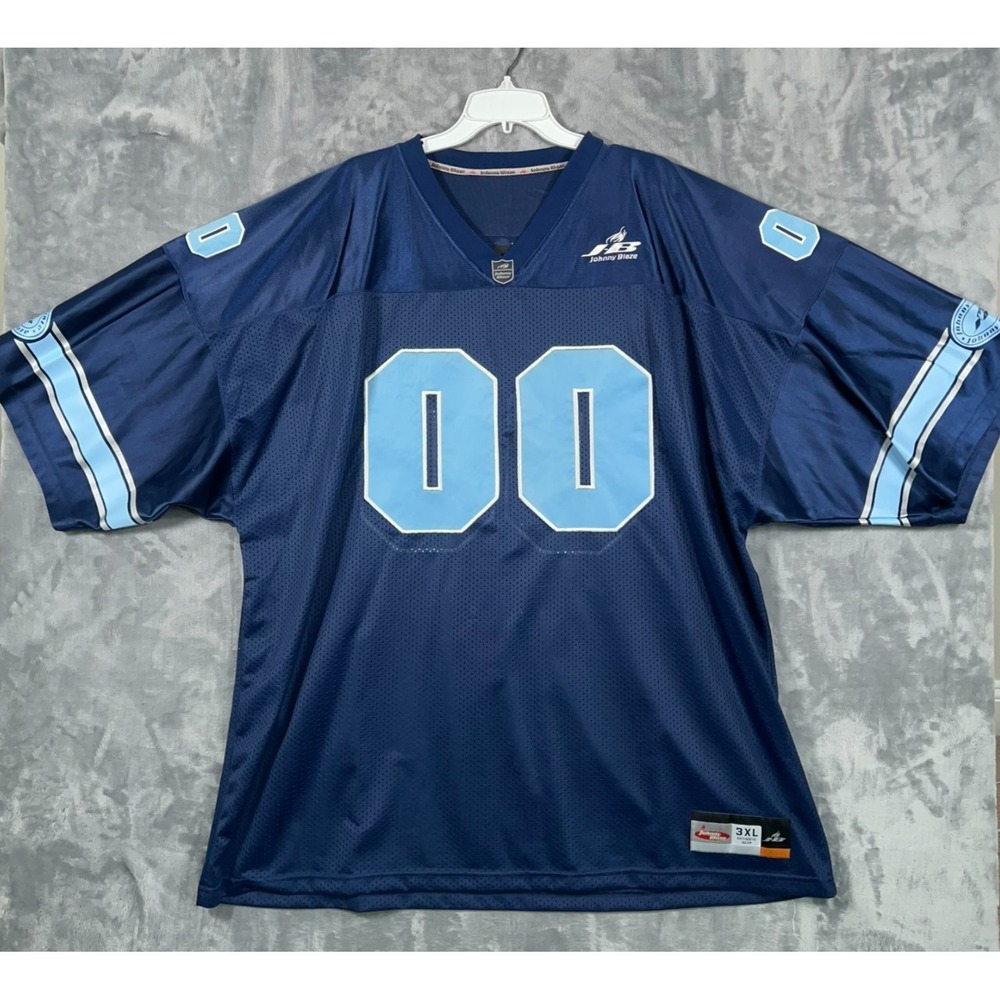 Vintage Johnny Blaze Football Jersey Mens 3XL Blue Hip Hop 90s Y2K Rap Baggy